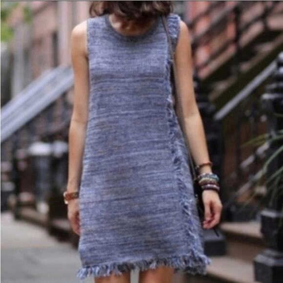 Holding Horses Womens Fringe Sweater Dress Sz XS Blue Cowgirl Boho Western Knit - Picture 9 of 10